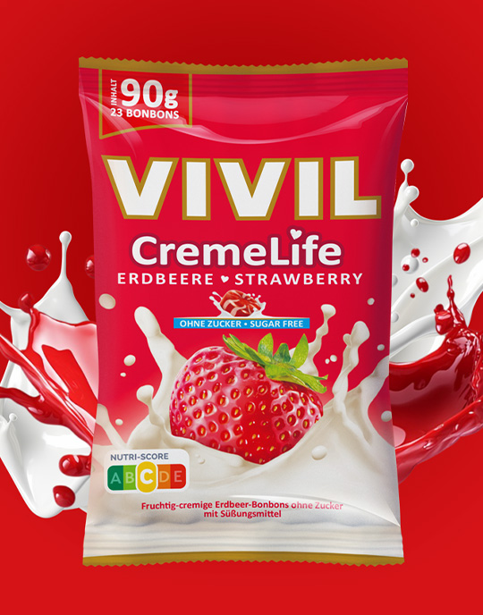 Produktinszenierung Creme Life Erdbeere mit Milchsplash