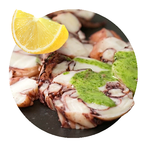 Oktopus Carpaccio Scheiben