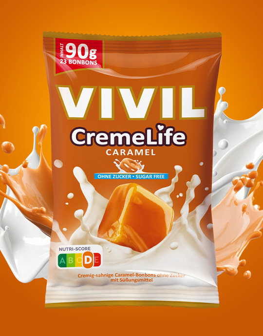 Produktinszenierung Creme Life Caramel mit Milchsplash Produktinszenierung Creme Life Caramel mit Milchsplash