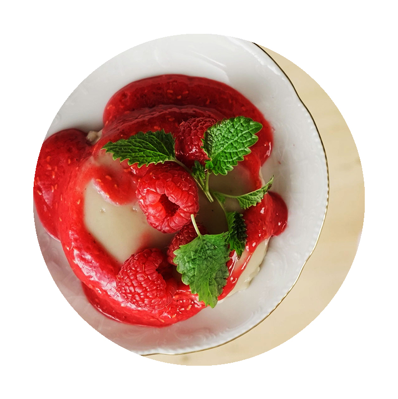 VIVIL Cuisine Himbeerpudding Himbeerpudding mit Pfefferminzblatt